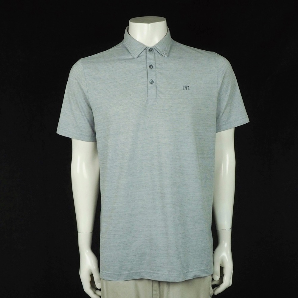 Travis Mathew The Heater Golf Polo Shirt Mens Medium Heather Gray Cotton Blend